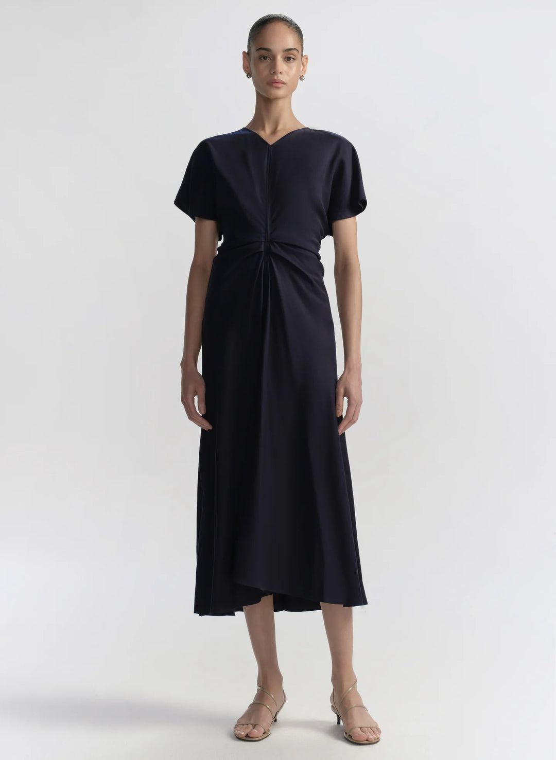 Rem Ruched Midi Dress - Midnight