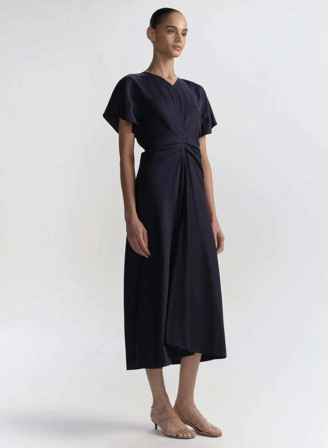 Rem Ruched Midi Dress - Midnight