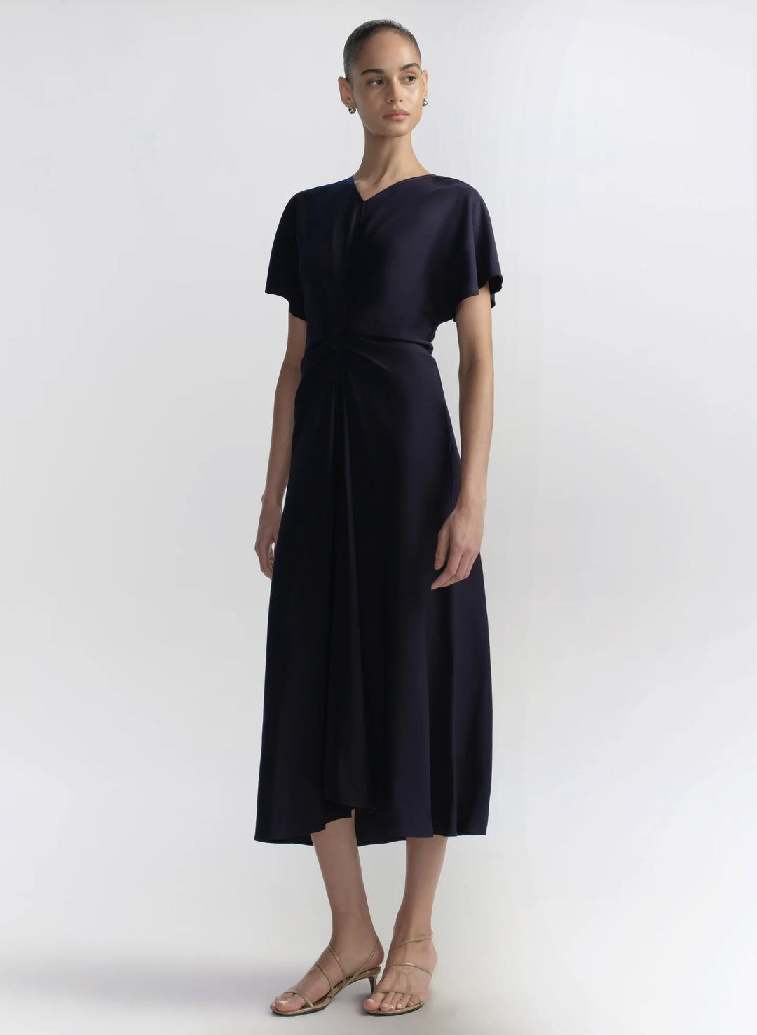 Rem Ruched Midi Dress - Midnight