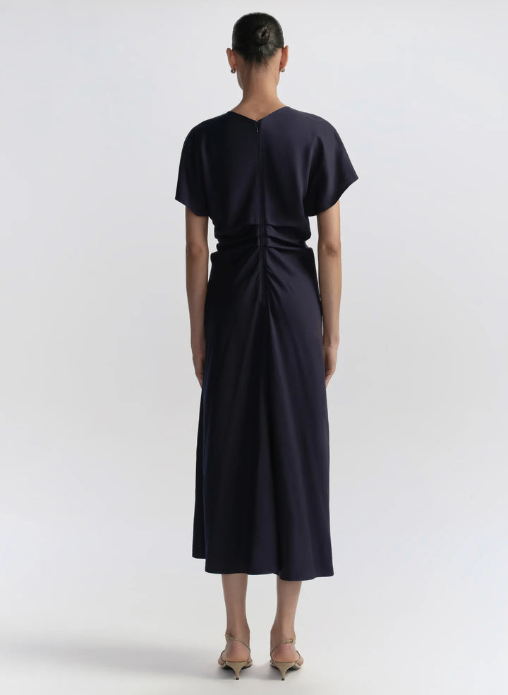 Rem Ruched Midi Dress - Midnight