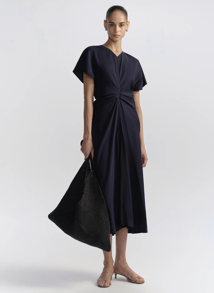 Rem Ruched Midi Dress - Midnight