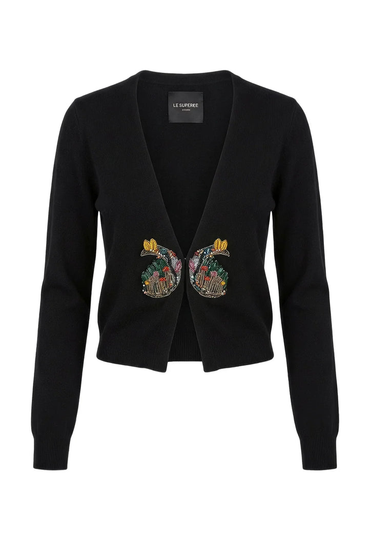 Crescent Moon Posmo Cardigan - Black