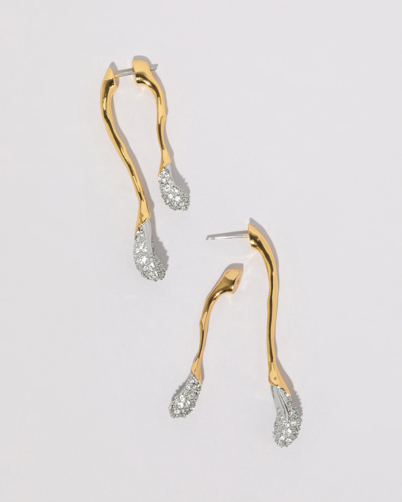 Solanales Crystal Front Back Double Drop Earring - Gold