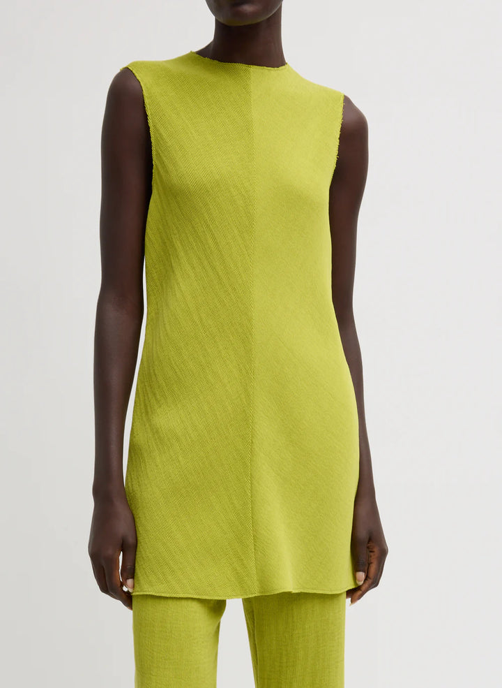 Plisse Bias Short Tunic Drees - Pistachio