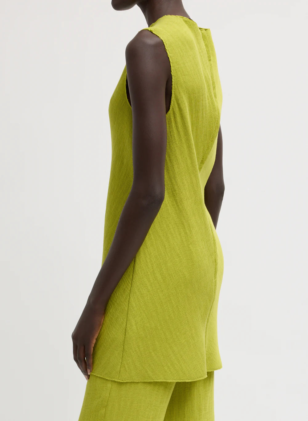 Plisse Bias Short Tunic Drees - Pistachio