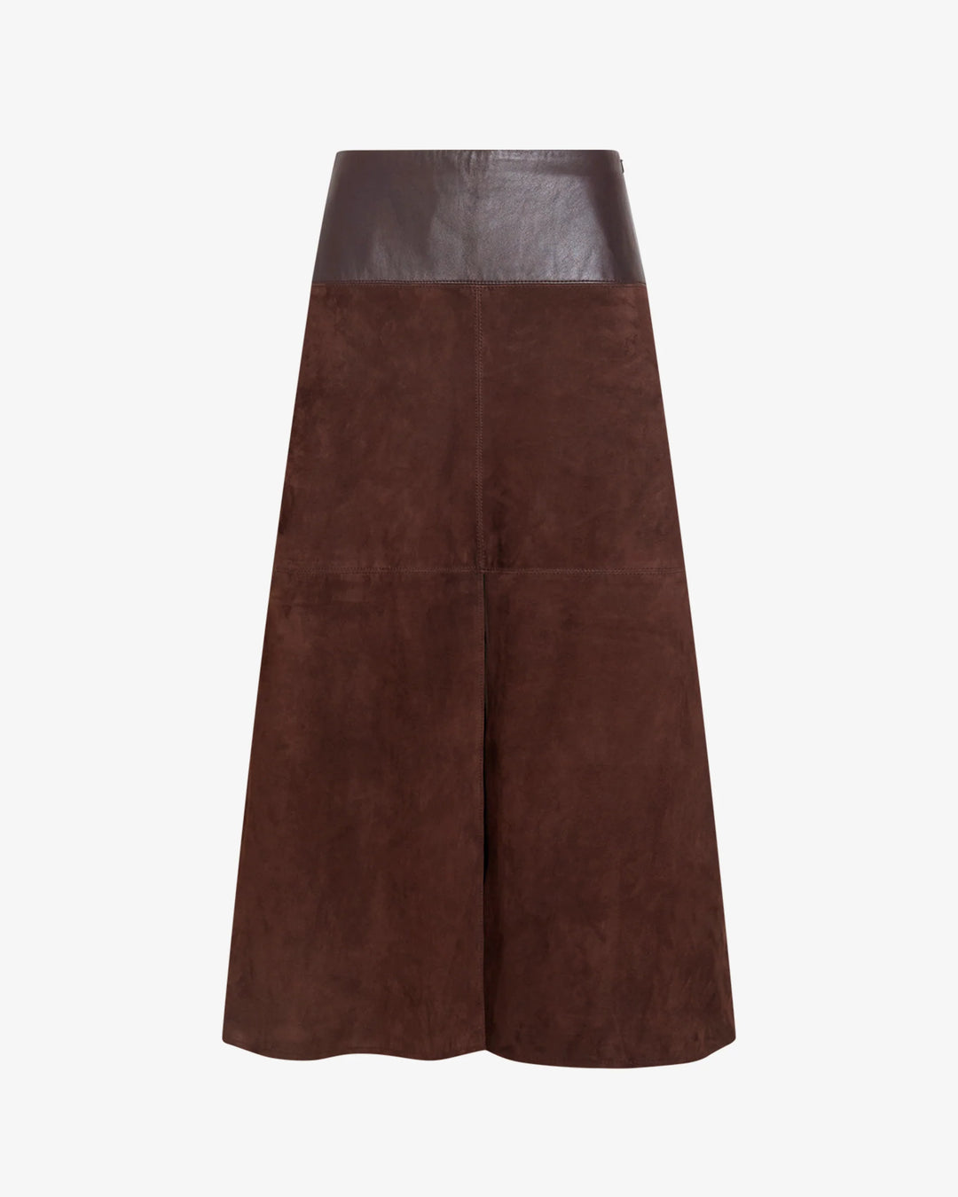 Suede/Leather Hudson Skirt - Dark Brown