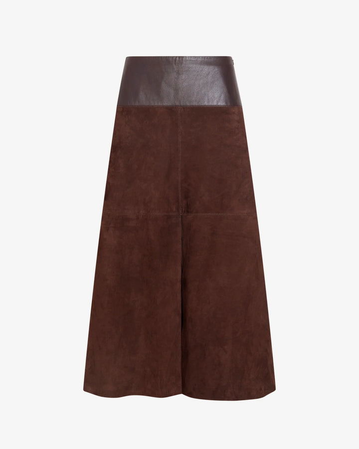 Suede/Leather Hudson Skirt - Dark Brown