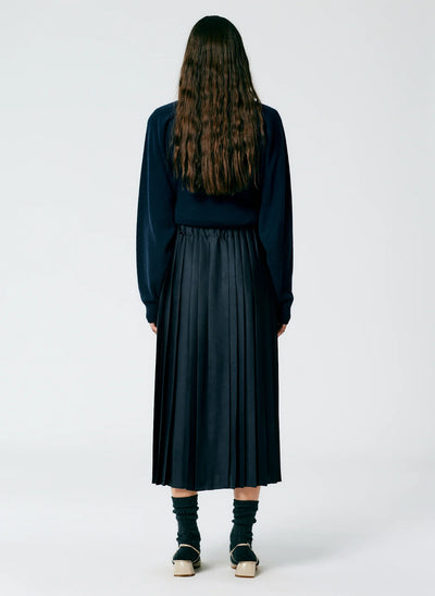 Feather Weight Pleated Pull On Skirt - Navy