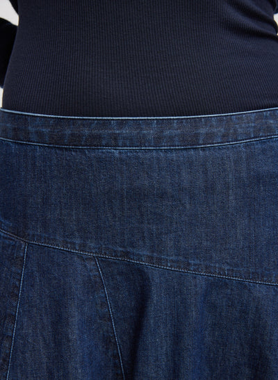 Light Weight Indigo Denim Asymmetrical Balloon Skirt