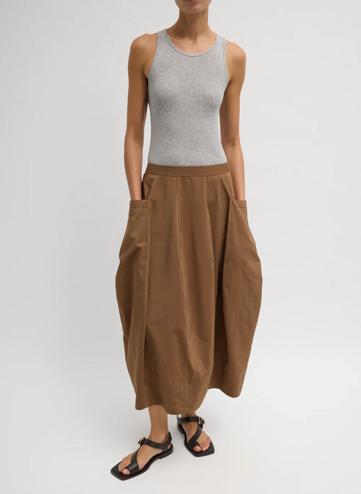 Nylon Lantern Skirt - Mocha