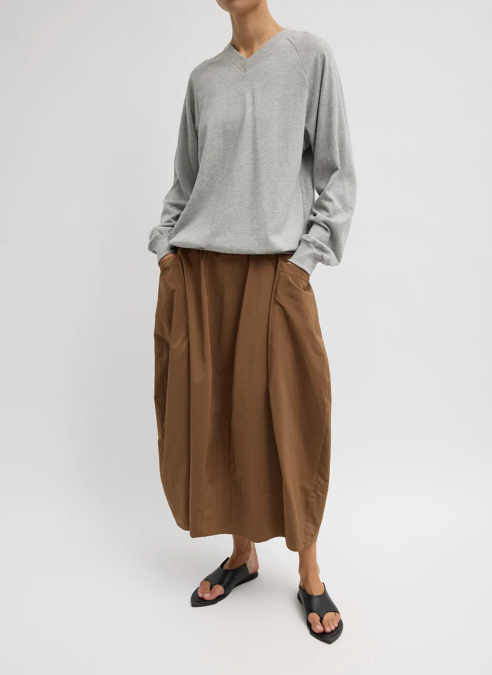 Nylon Lantern Skirt - Mocha