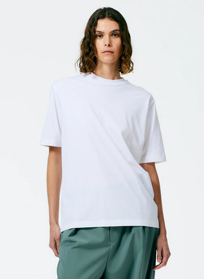 Mock Neck Unisex T-Shirt - White