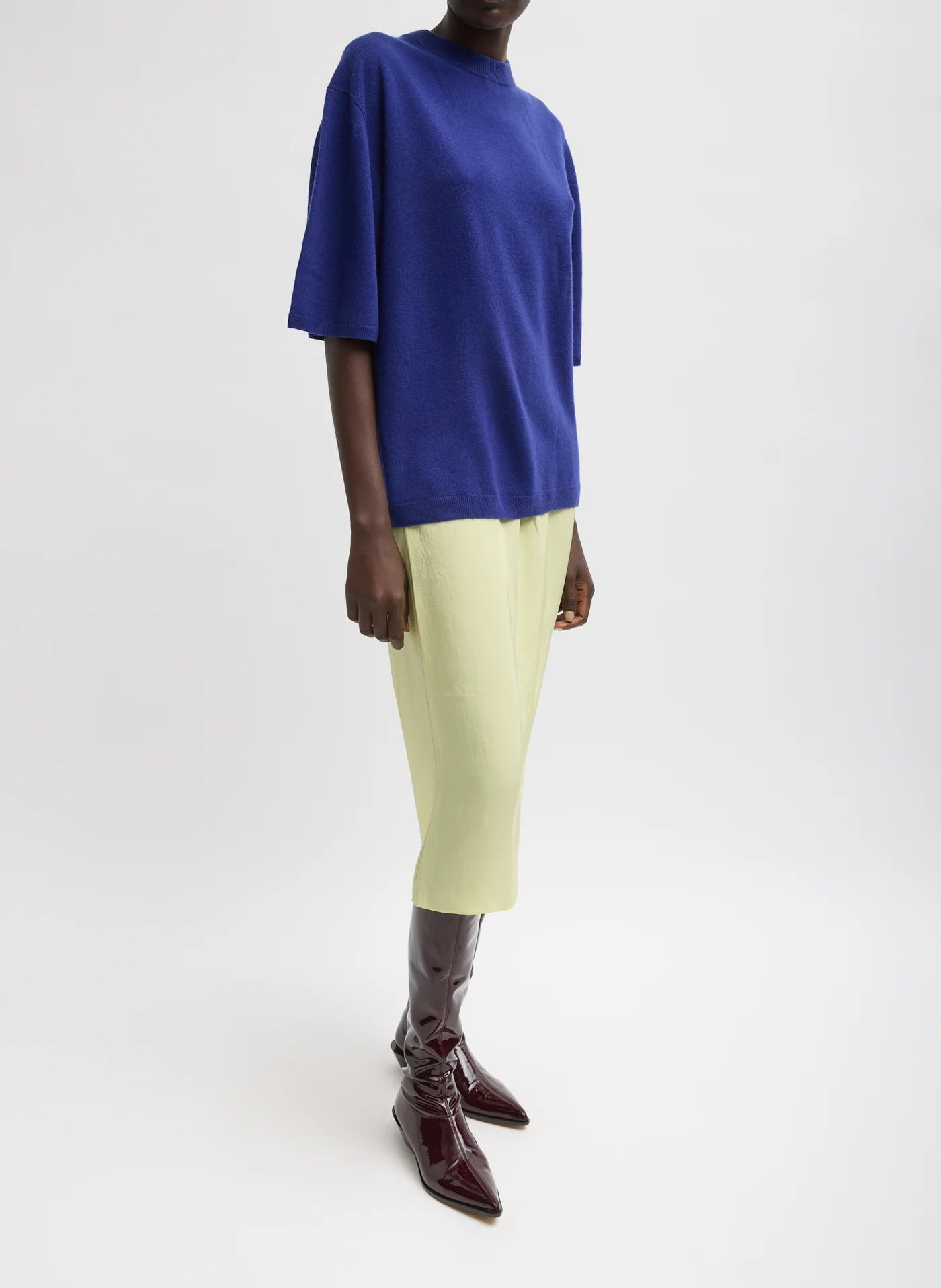 Washable Cashmere Oversized Easy T-Shirt - Ink Blue