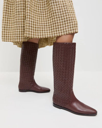 Tilly Woven Leather Boot - Espresso