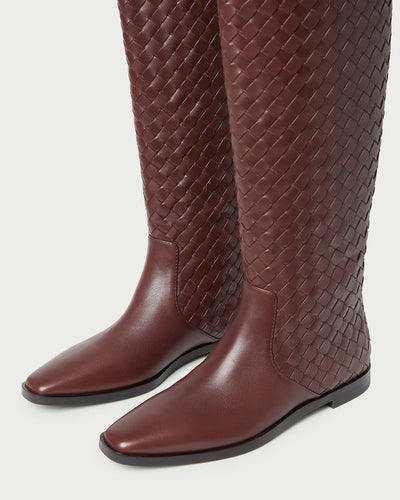 Tilly Woven Leather Boot - Espresso