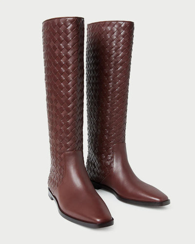 Tilly Woven Leather Boot - Espresso