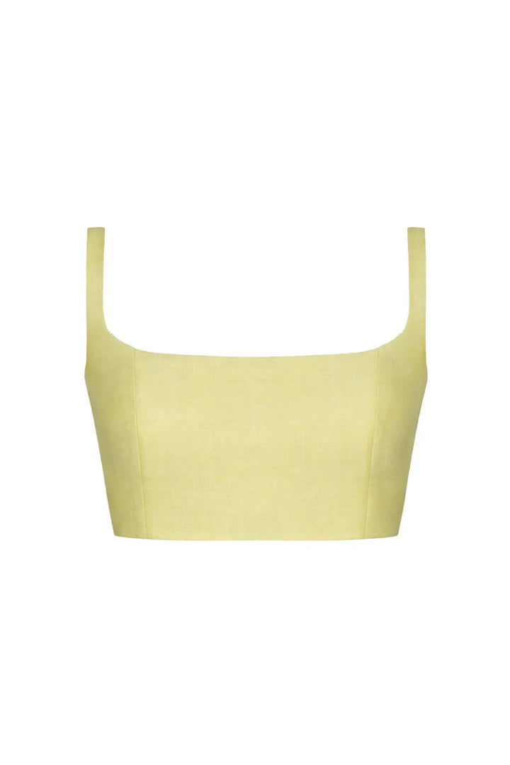Toledo Top in Soft Yellow Linen