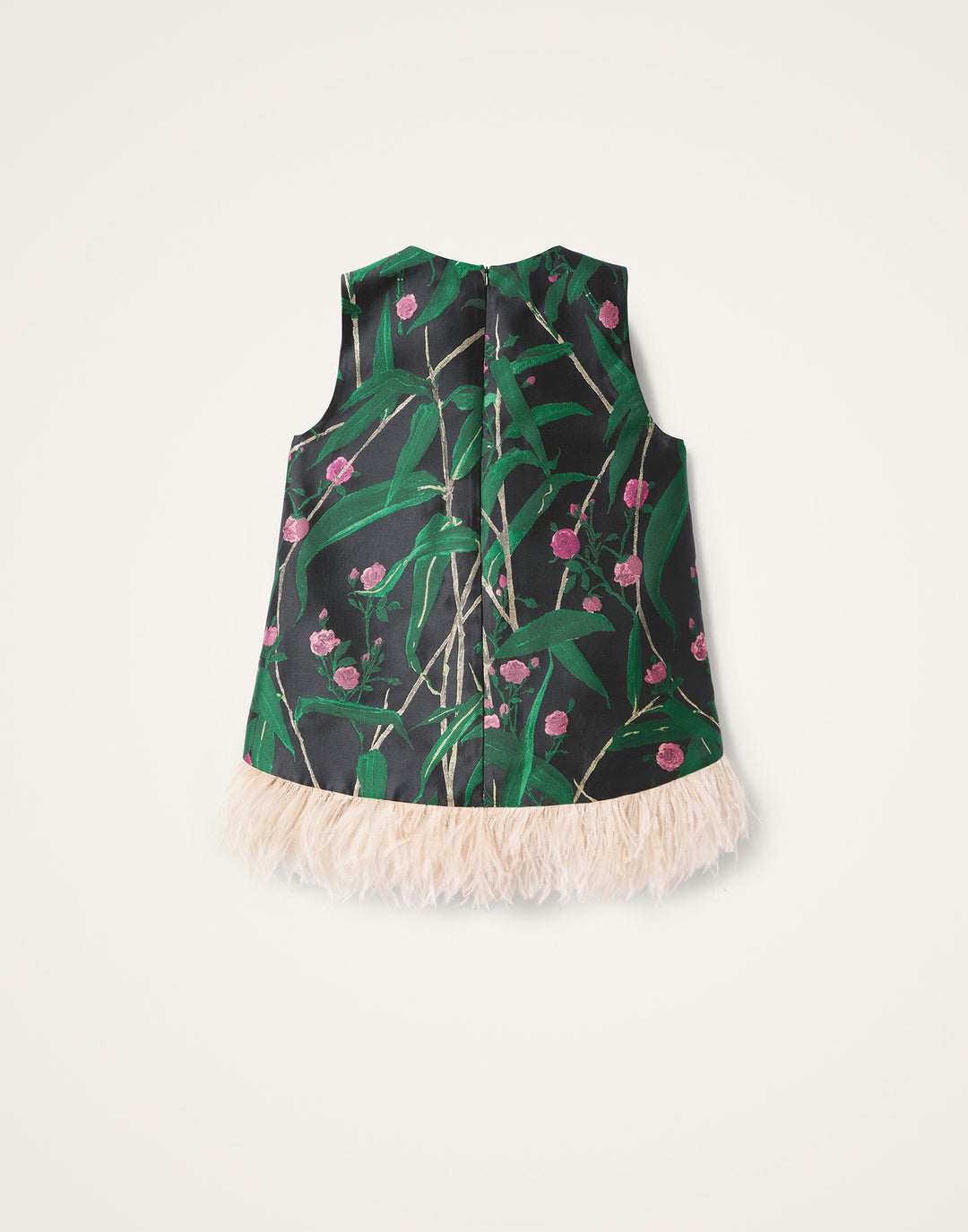 La Scala Top - Bamboo Black in Jacquard With Feathers