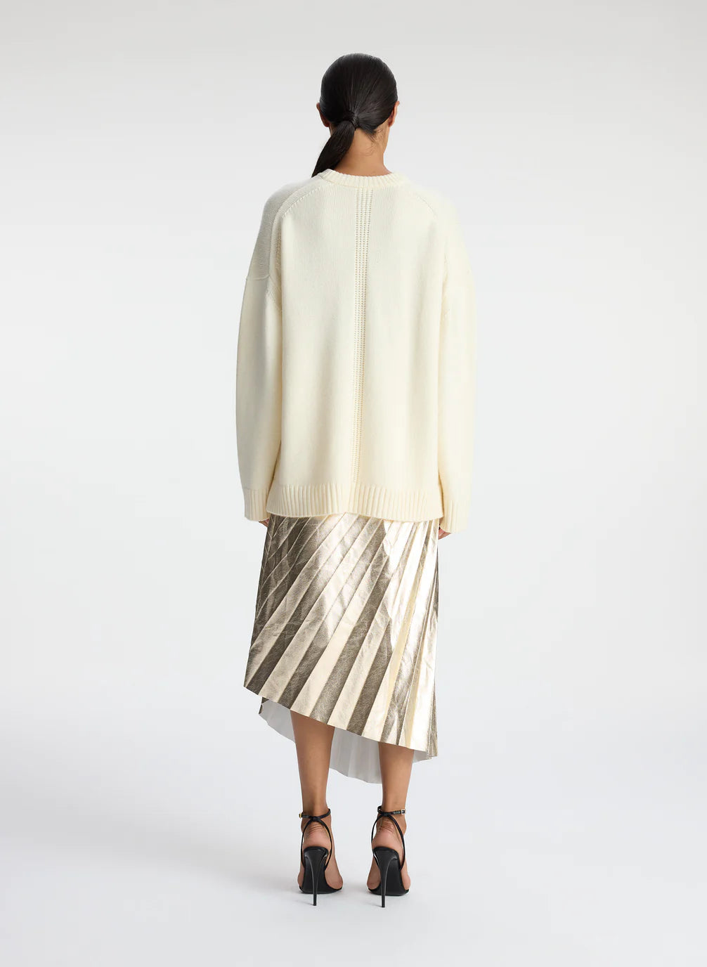Tori Metallic Vegan Leather Skirt - Pale Gold