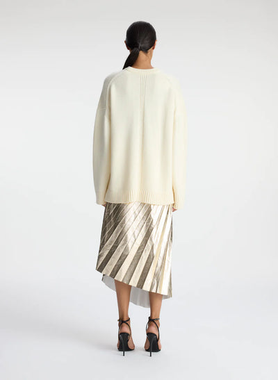 Tori Metallic Vegan Leather Skirt - Pale Gold