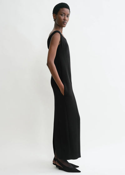 Curved Off-Shoulder Dress - Black