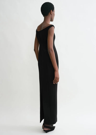 Curved Off-Shoulder Dress - Black