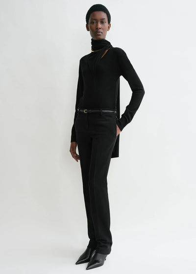 LOW WAIST SLIM TROUSERS - Black