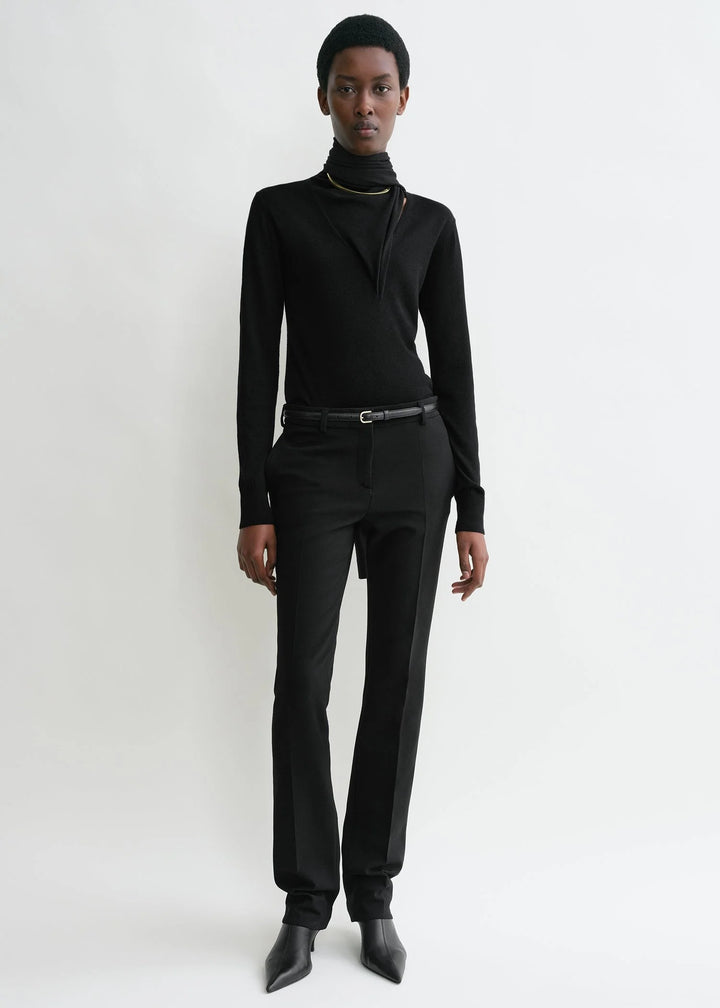 LOW WAIST SLIM TROUSERS - Black