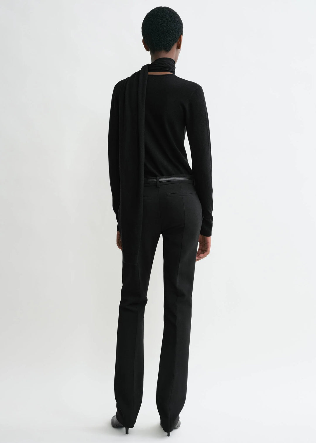 LOW WAIST SLIM TROUSERS - Black