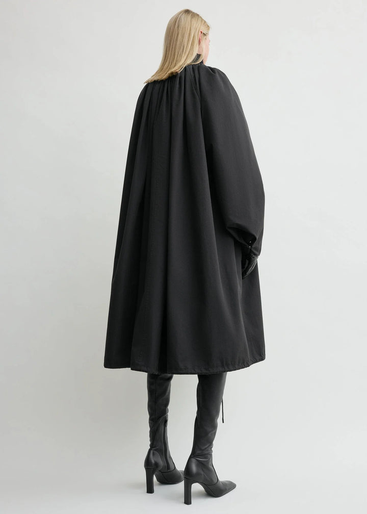 GATHERED PARACHUTE COAT - Black