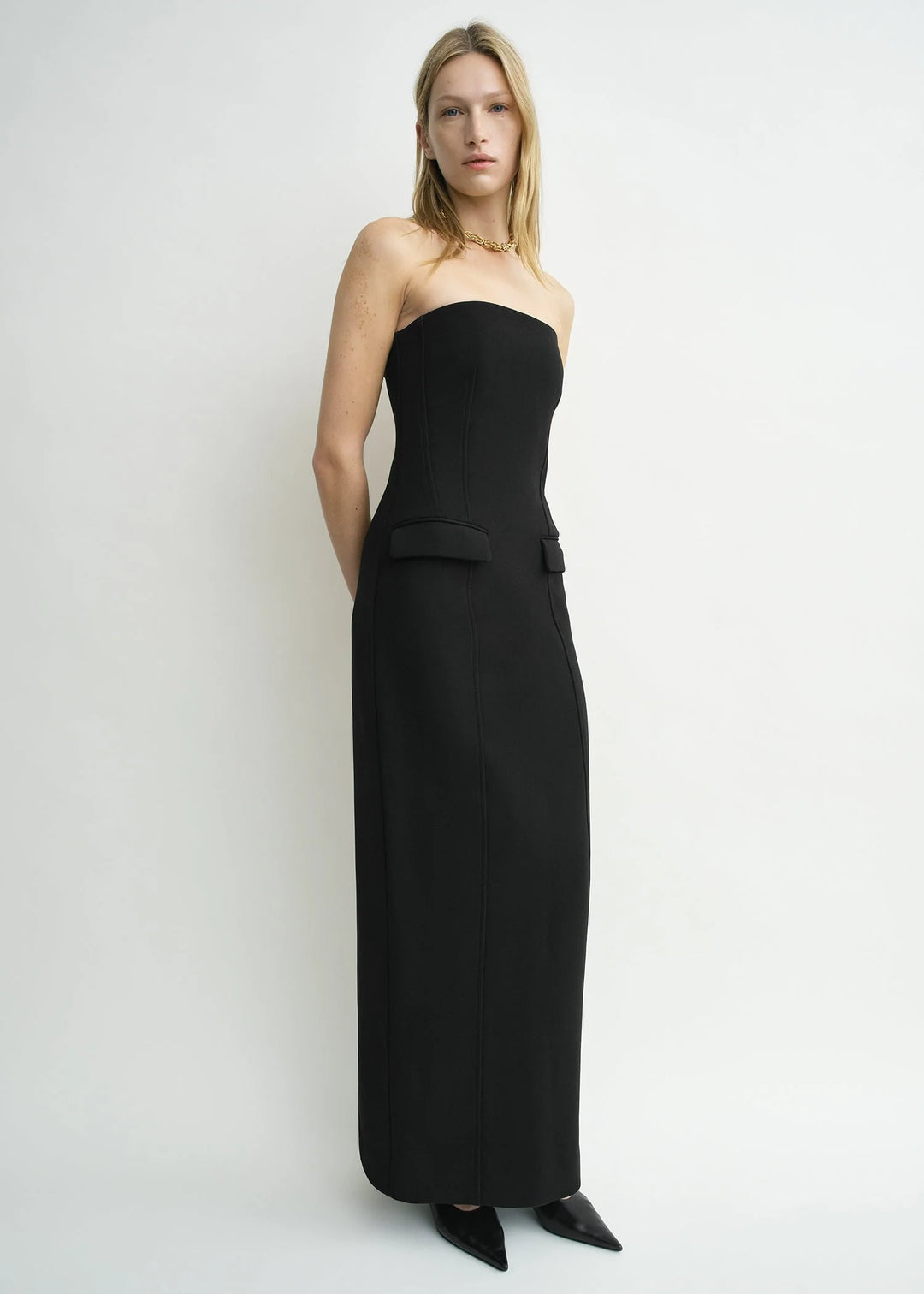 Strapless pocket dress - Black