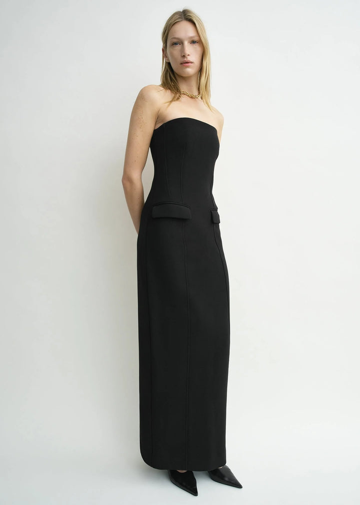 Strapless pocket dress - Black