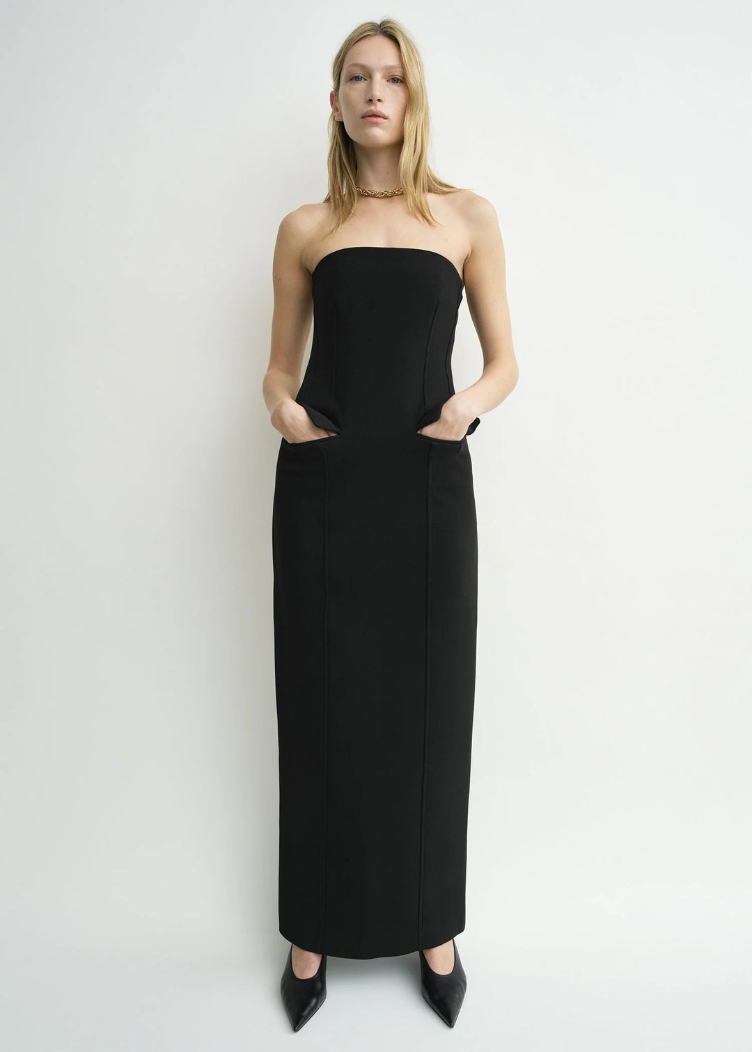 Strapless pocket dress - Black