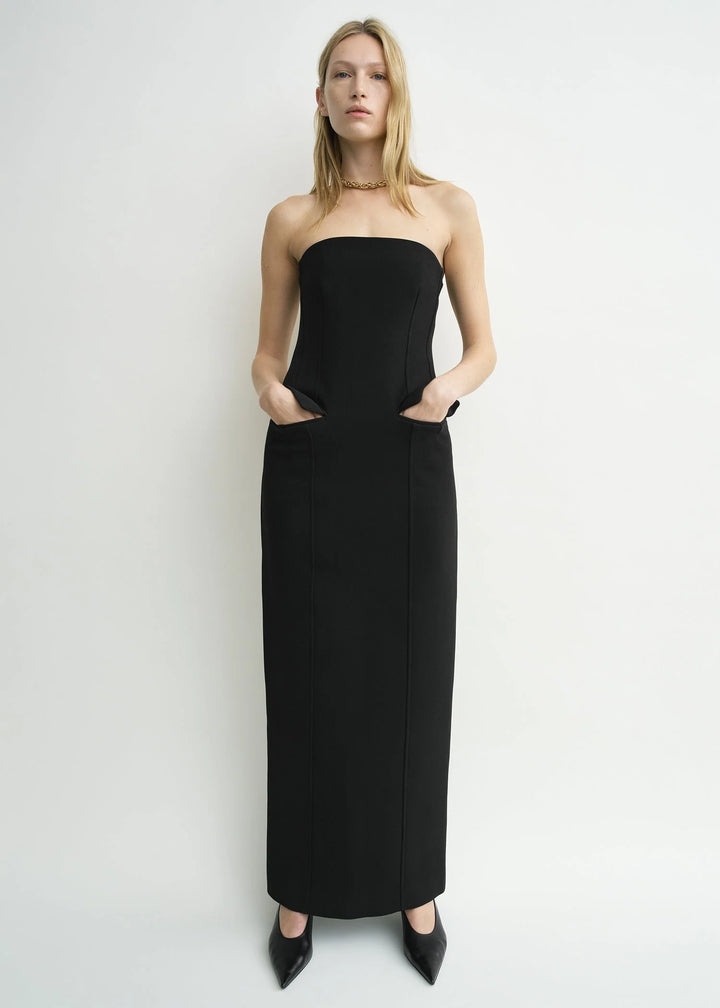 Strapless pocket dress - Black