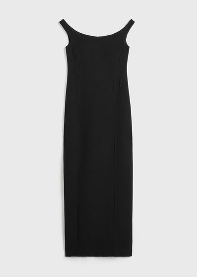 Curved Off-Shoulder Dress - Black