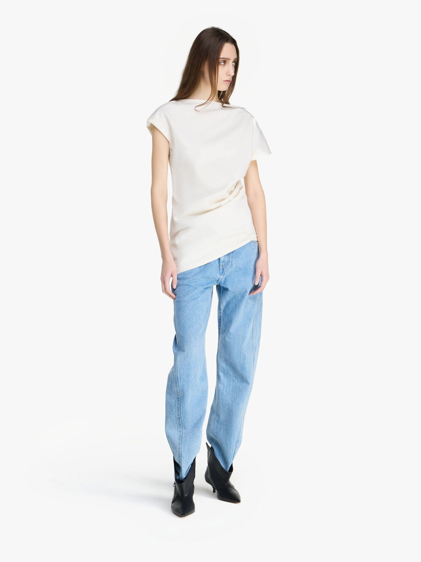 ASYMMETRIC DRAPED TOP - Ivory