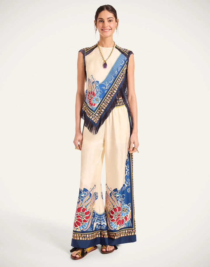 Palazzo Pants - Lemuria Placée Blue in Silk Twill