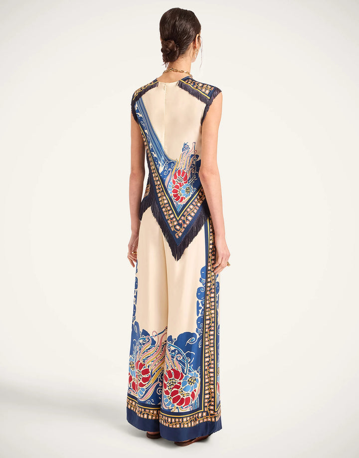 Palazzo Pants - Lemuria Placée Blue in Silk Twill