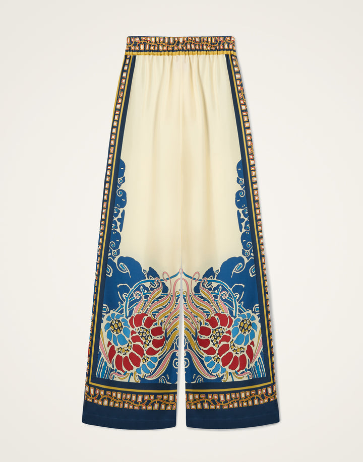 Palazzo Pants - Lemuria Placée Blue in Silk Twill