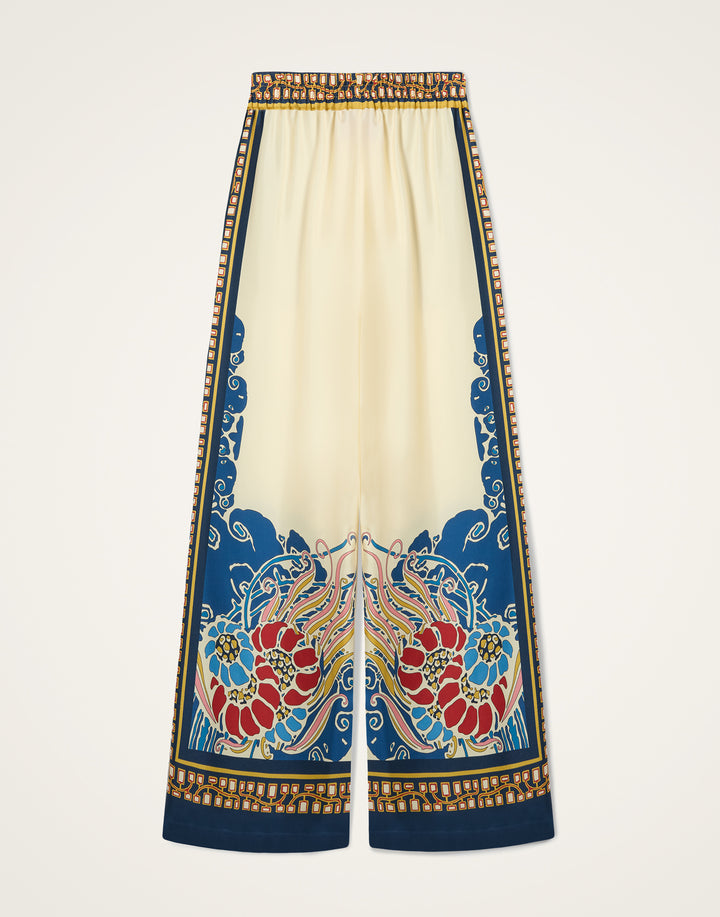 Palazzo Pants - Lemuria Placée Blue in Silk Twill