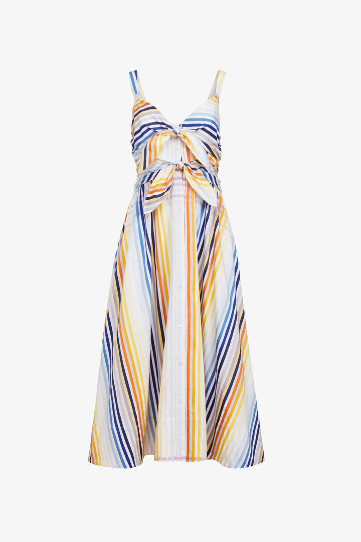 Wren Double Tie Front Midi Dress - Blue Multi