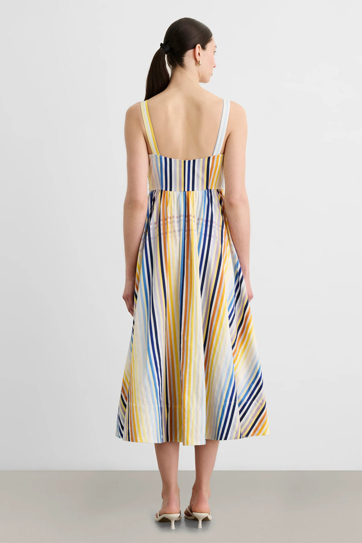 Wren Double Tie Front Midi Dress - Blue Multi