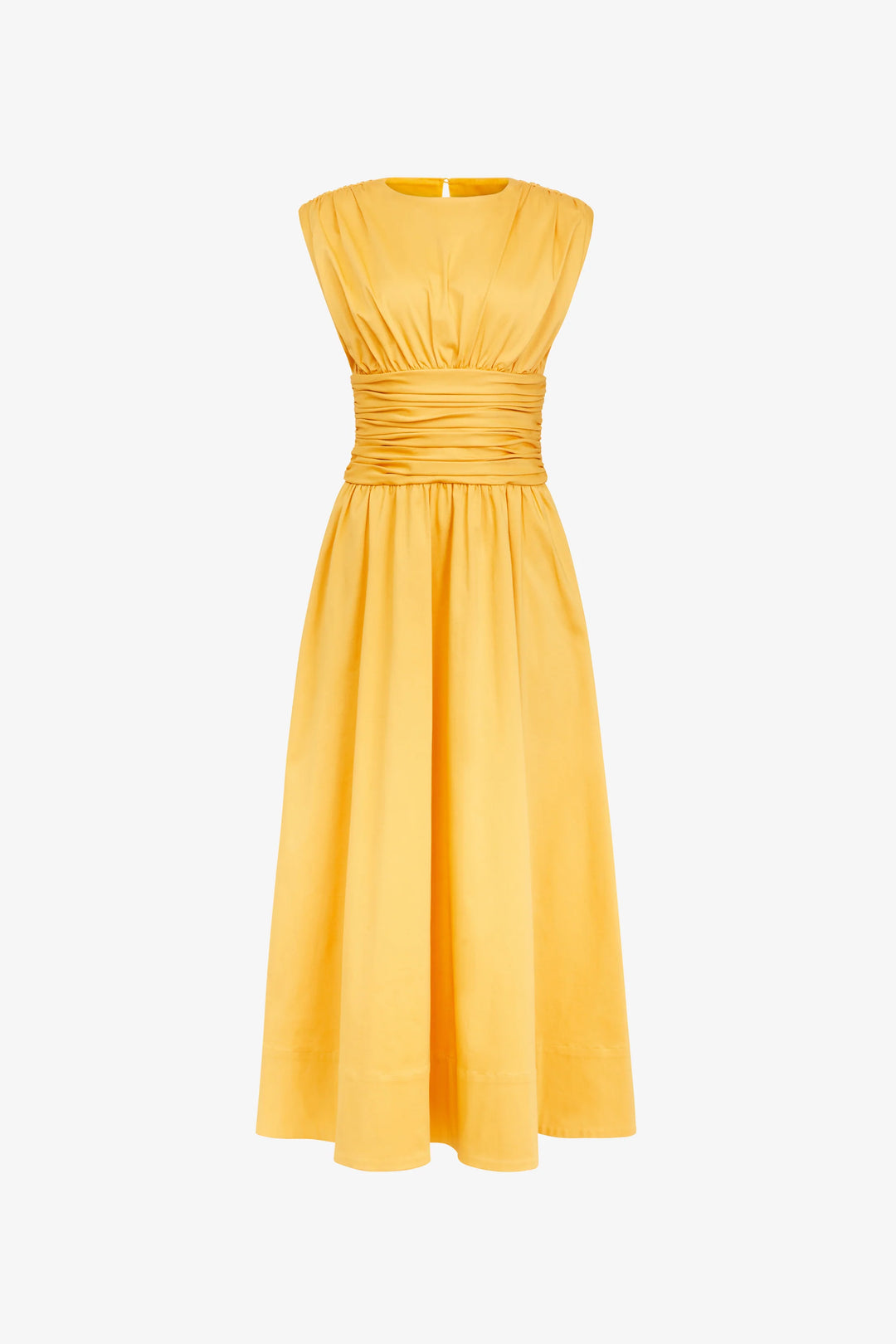 yellow ruched midi dress Aliava