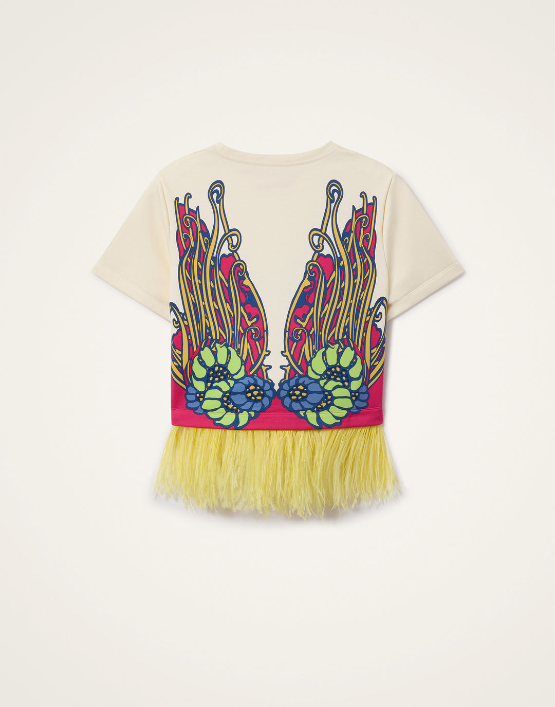 La Scala Tee - Lemuria Placée Pink in Jersey With Feathers