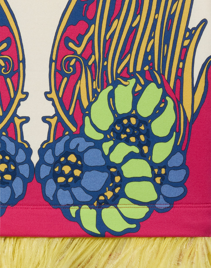 La Scala Tee - Lemuria Placée Pink in Jersey With Feathers