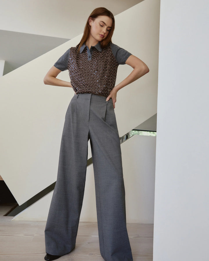 Camilla Knit Top - DARK HEATHER GREY/BRONZE MULTI