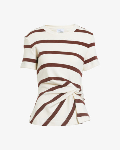 Short Sleeve Carlita Top - CREAM/RAISIN WIDE STRIPE
