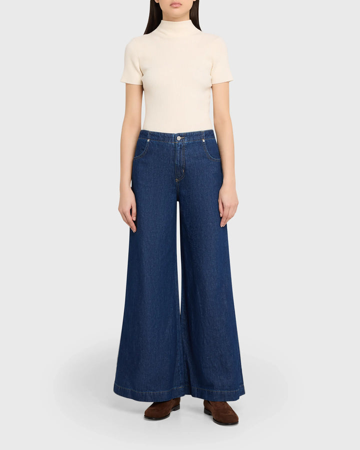 Dillon Jeans in Cotton-Linen Denim - Navy