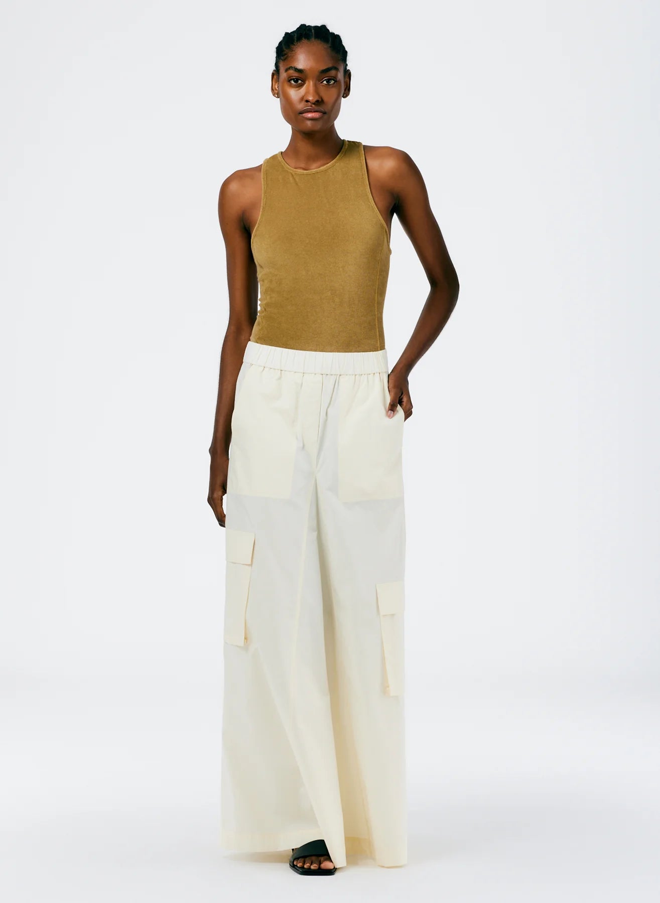 Terry Crewneck Racerback Bodysuit - Cumin