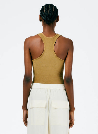 Terry Crewneck Racerback Bodysuit - Cumin